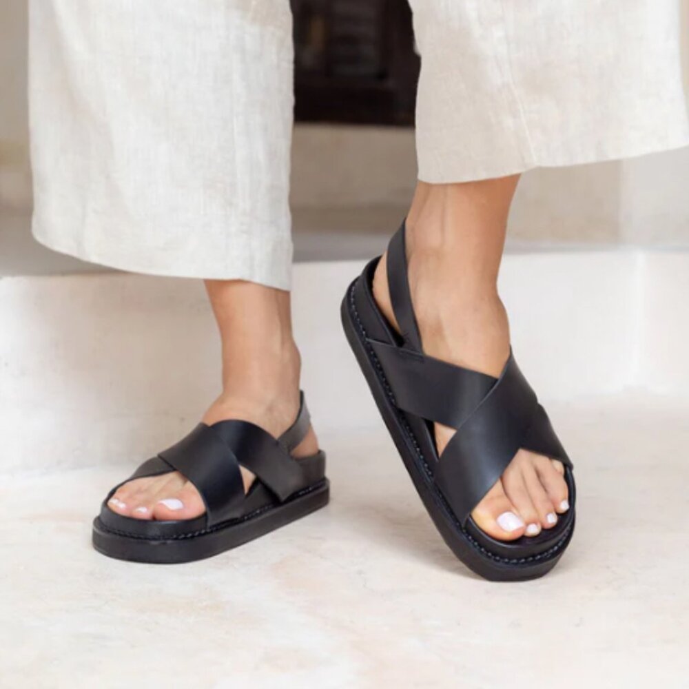 NWT Liberte "The Capri" - Black Leather Flatform Sandal